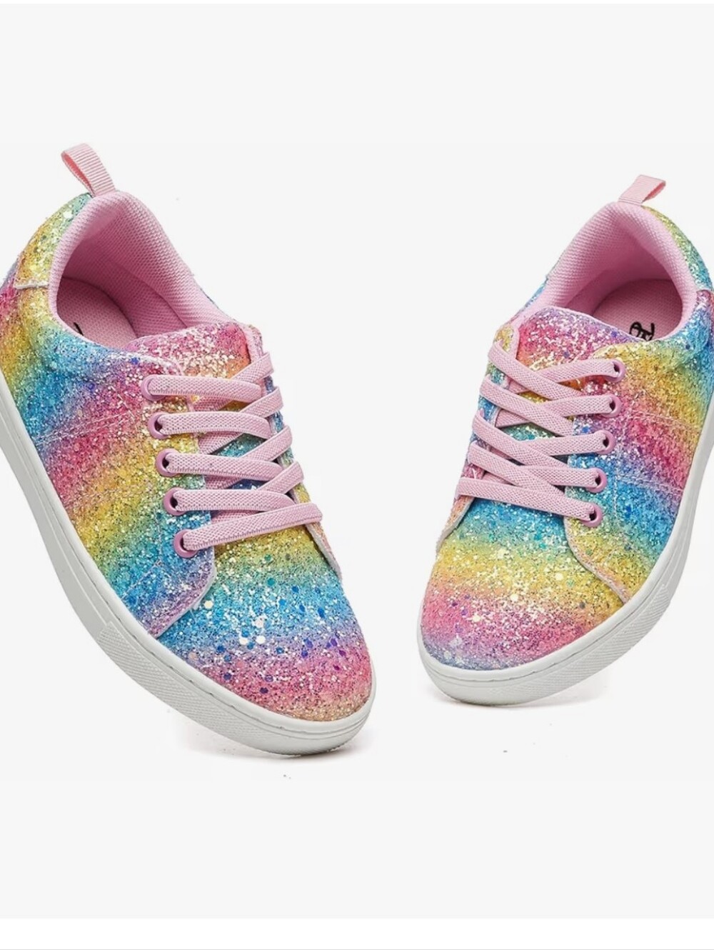 Bernal Toddler Girl Rainbow Glitter Slip-On Sneakers with Pink Accents